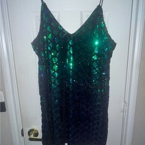 Green and Blue Sequin Dress